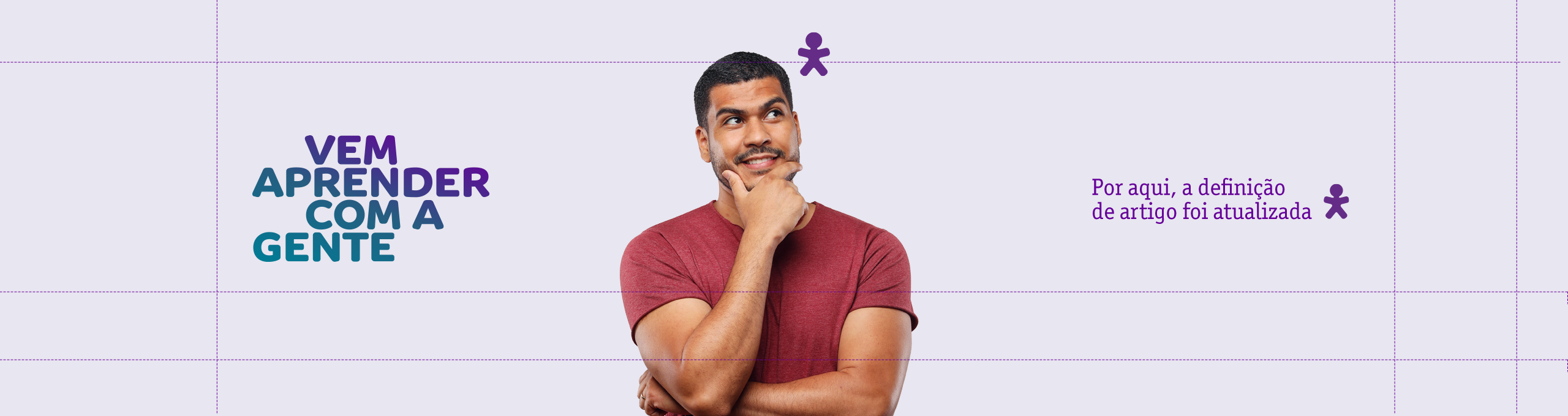 Banner com um fundo branco e um Homem negro de braços cruzados olhando para o horizonte