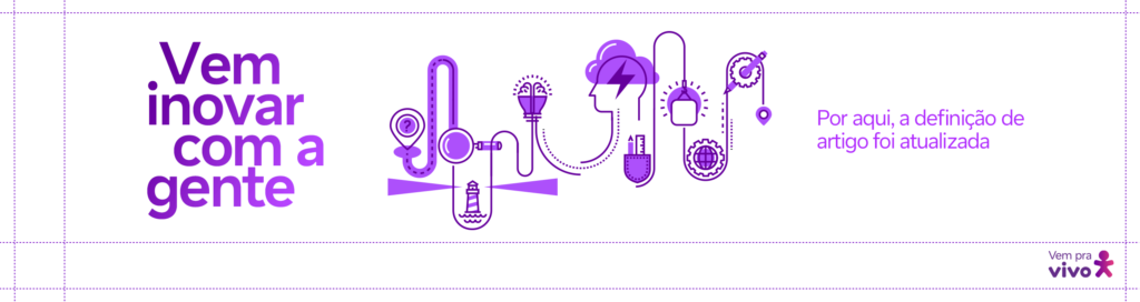 banner com vetores representando inovação, ideias e tecnologia e a frase vem inovar com a gente