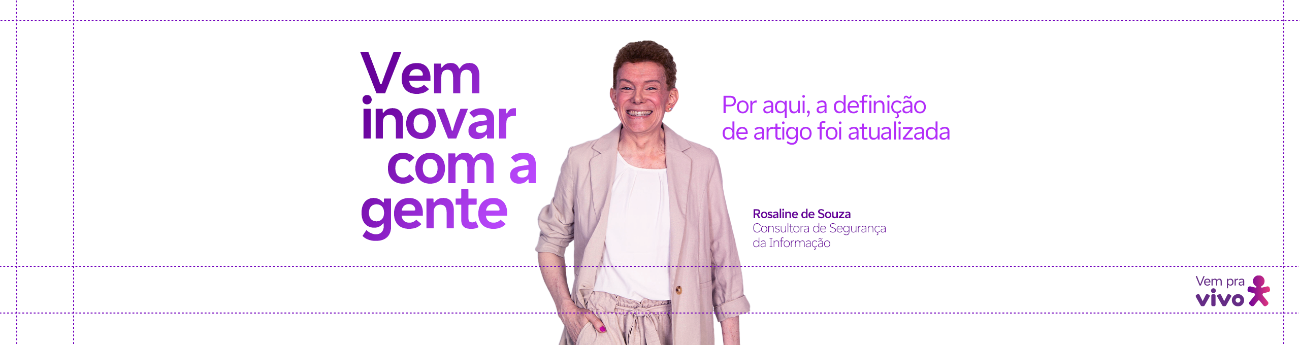 arte com a fotografia de uma mulher de cabelo curto cor ruiva sorrindo e usando uma roupa social e o texto tem inovar com a gente