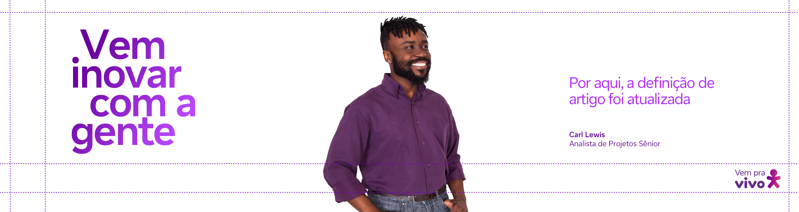 arte com a fotografia de um homem negro sorrindo e o texto vem inovar com a gente