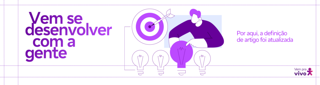 arte com um vetor de um homem branco apontando para uma luz acessa dentre quatro que estão na imagem e o texto vem se desenvolver com a gente