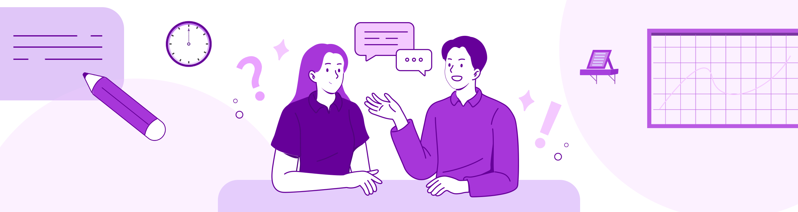 Dois personagens sentados conversando.